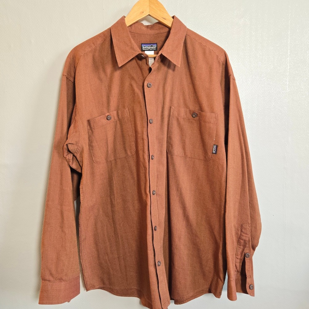 Patagonia Corduroy Organic Cotton Burnt Orange Gorpcore Outdoor Shirt Mens XL